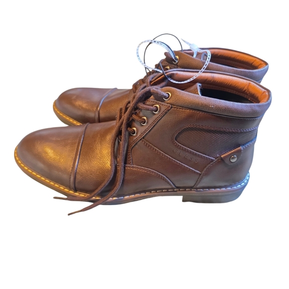 New Men's Guess Brown Leather Boots Size 10 - Picture 4 of 6
